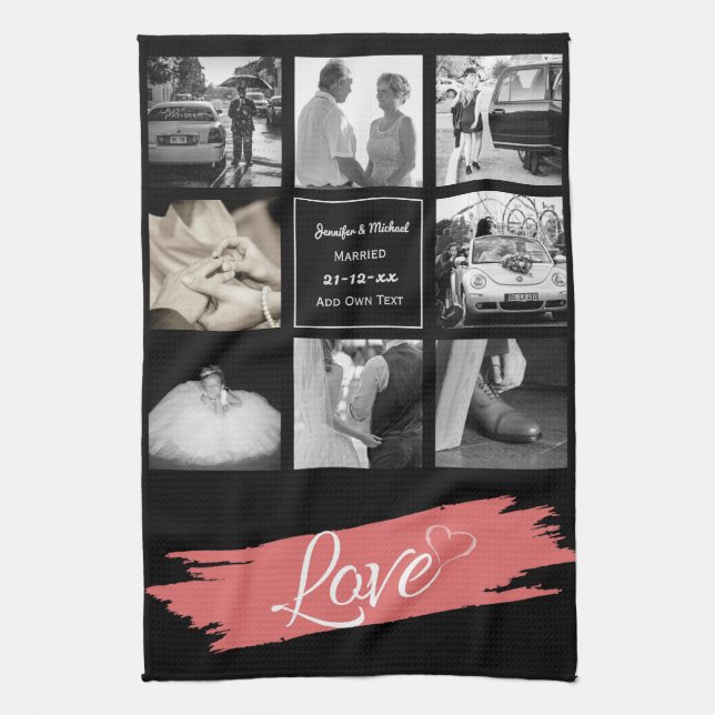 FOTO COLLAGE Wedding Vow Renewal Jubiläum Liebe Küchentuch (Vertikal)