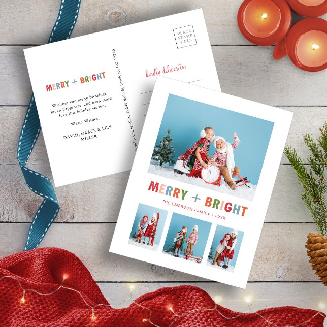 Foto Collage Weihnachten froh und hell (Holiday Merry and Bright Card
)