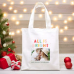 Foto Collage Weihnachten Regenbogen bunt hell ho Tragetasche<br><div class="desc">Foto Collage Weihnachten Regenbogen bunten Streifen alles ist hell Spaß Familie Urlaubskollektion.</div>