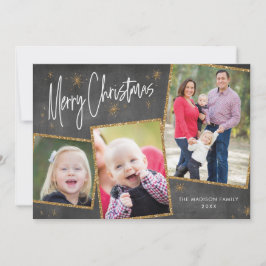 Foto Collage Weihnachtskarten Imitats Gold Glitzer Feiertagskarte