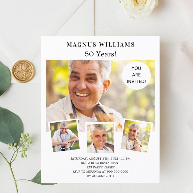 Foto Collage White Geburtstag Einladung (Von Creator hochgeladen)