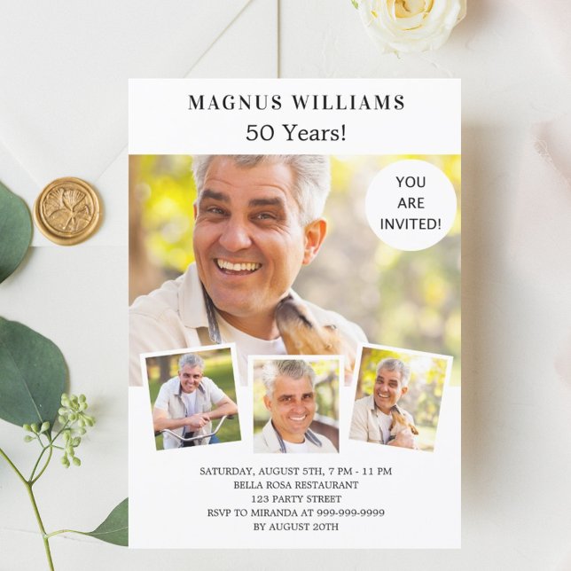 Foto Collage White Luxe Geburtstag Einladung (Von Creator hochgeladen)