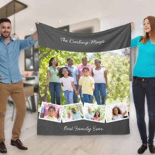 Foto-Collage Zickzack-Foto-Streifen Beste Familie Fleecedecke