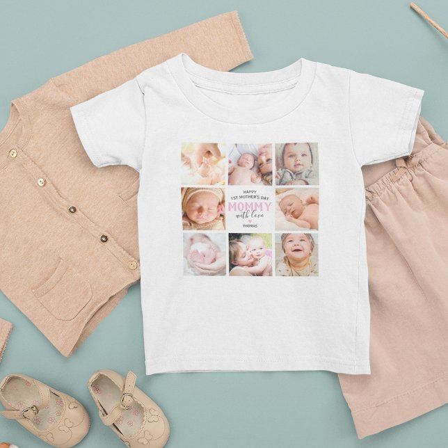 Foto Collage zum ersten Muttertag Baby T-shirt (Von Creator hochgeladen)