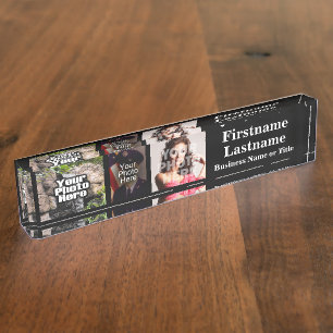 Foto-Collagen-Namen-Acrylschreibtisch-Block der Namensplakette