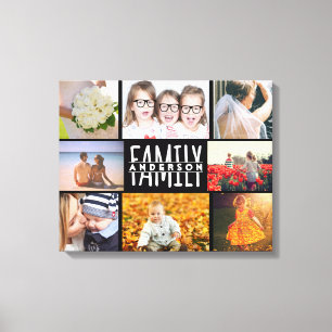 Foto-Collagen-Schablone der Familien-8 plus Leinwanddruck