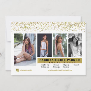 Foto-Comp-Karte für Weiß- und Gold-Glitzer Einladung