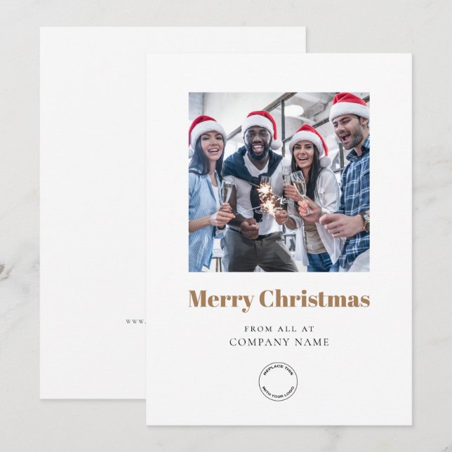Foto Company Logo QR Code Gold Frohe Weihnachten (Vorne/Hinten)