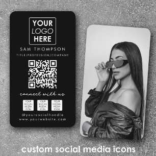 Foto Connect with US Social Media QR-Logo Visitenkarte