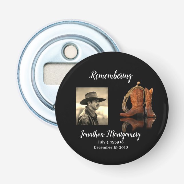 Foto-, Cowboy-Hut- und Seilgedanken  Flaschenöffner (Vorderseite)