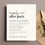 Foto Cream Wedding Reception Einladung<br><div class="desc">Minimal moderne helle Creme Budget Hochzeitsankündigung und Empfang Einladung. Die Vorderseite zeigt "Happily Ever After Party" in einem zeitgenössischen Drehbuch und kühne moderne Typografie. Personalisieren Sie Ihre Nachricht und Einladung und fügen Sie Ihre Namen in ein signaturähnliches Skript ein. Auf der Rückseite finden Sie Ihr Foto, Ihre Vornamen und Ihr...</div>