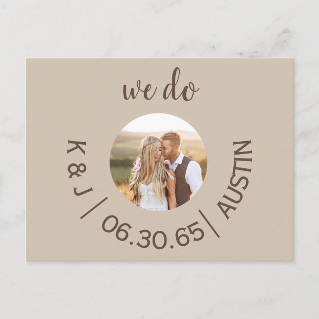 Foto Cream wir Hochzeit speichern das Datum Postkarte (Vorderseite)