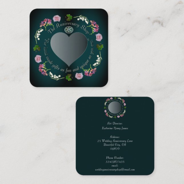 Foto Custom Floral Weddings, Anniversaries Square Quadratische Visitenkarte (Vorne/Hinten)