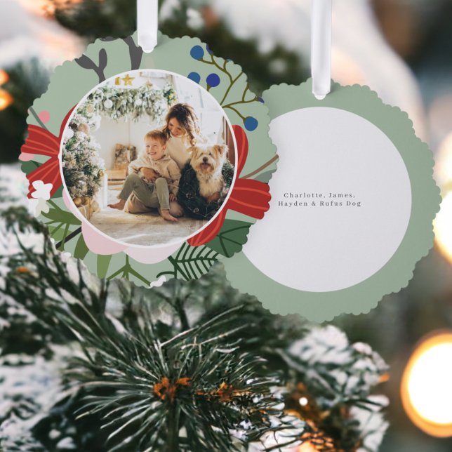 Foto Custom Personalisiert Weihnachten Winter Blum Ornament Karte (Photo Custom Personalized Christmas Winter Flower Ornament Cards from Ricaso. Unique card & ornament)