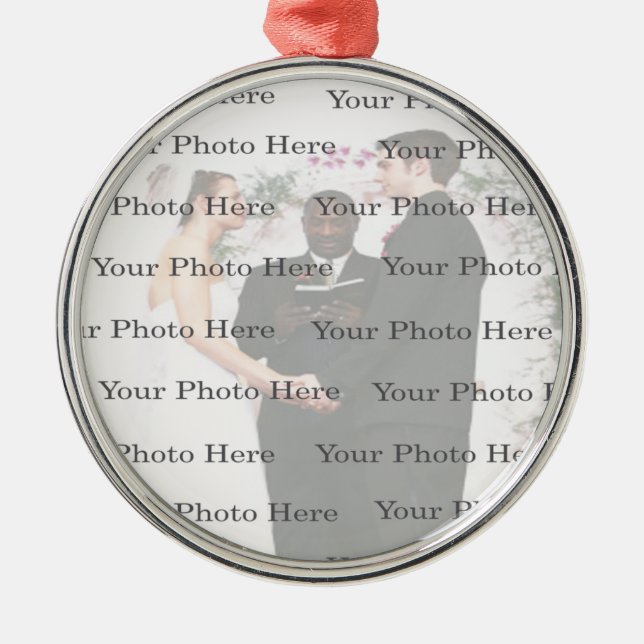 Foto Custom Round Silver Wedding Ornament Aus Metall (Vorne)
