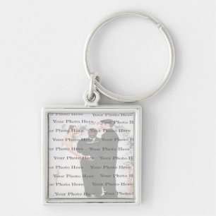 Foto Custom Square Silver Wedding Key Chain Schlüsselanhänger