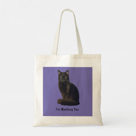 Foto Cutout Black Cat Staring Sie Lila beobachten Tragetasche
