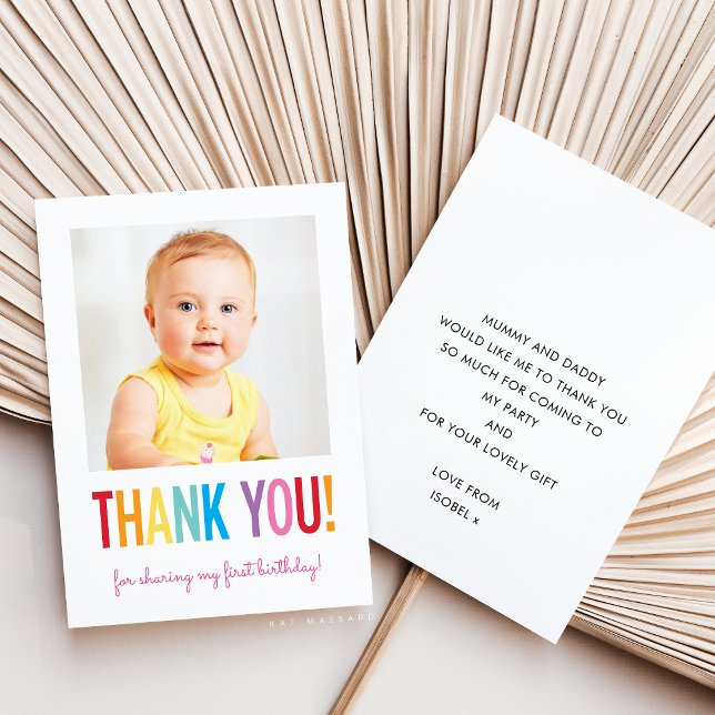 FOTO DANK IHNEN moderne, bunt leuchtende Art Dankeskarte (Von Creator hochgeladen)