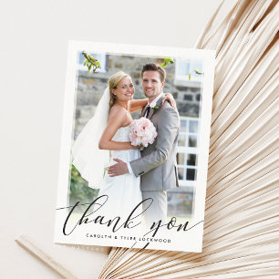 FOTO DANK YOU elegante skriptkalligraphie black Dankeskarte