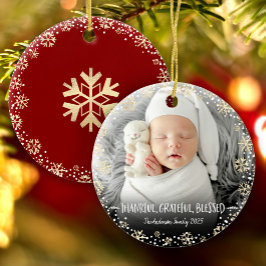 Foto Dankbarkeit Grateful Seligen Snowflake Urlaub Keramik Ornament