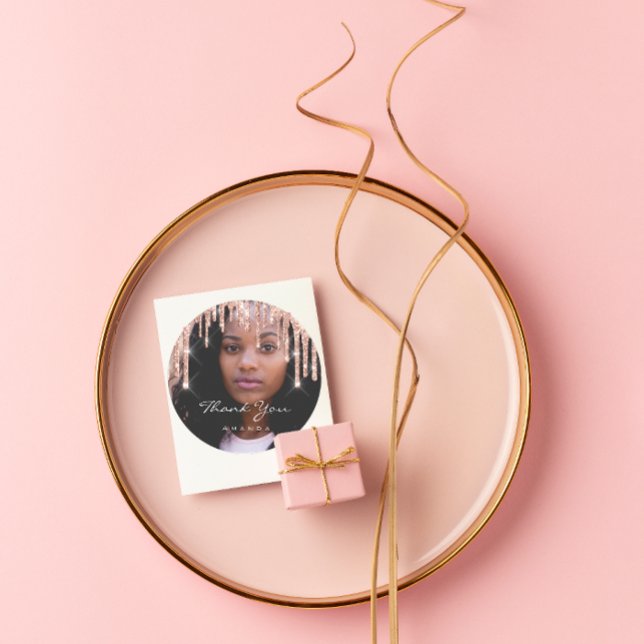 Foto Danke, dass Sie Gastgeschenk Hochzeit Rose Gl Runder Aufkleber (Von Creator hochgeladen)