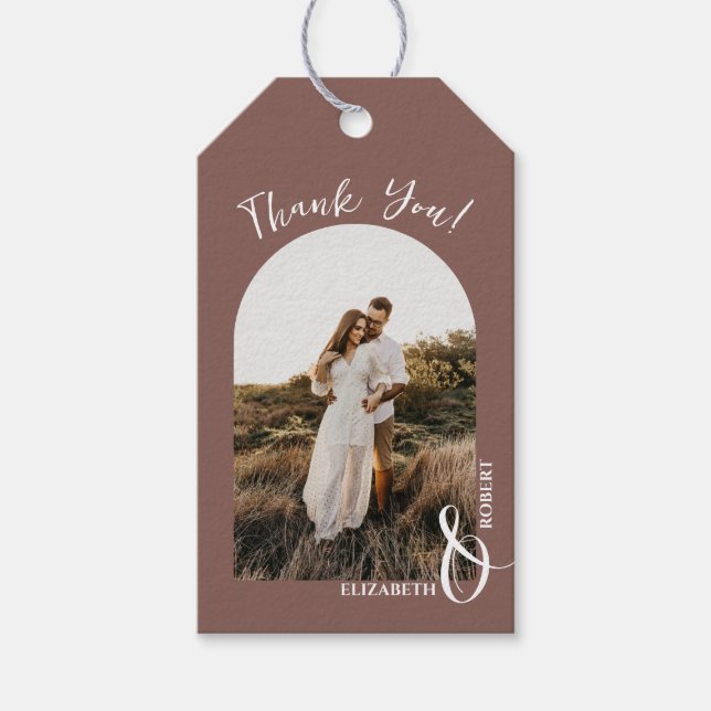 Foto Dankeschön Ihnen Hochzeit Rose Taupe Geschenkanhänger (Vorderseite)