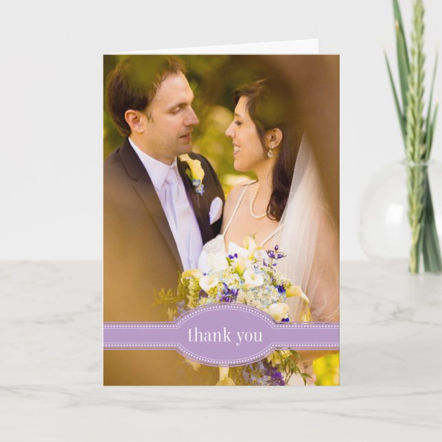Foto Dankeschön Karte für Hochzeit, Lavendel (Vorderseite)