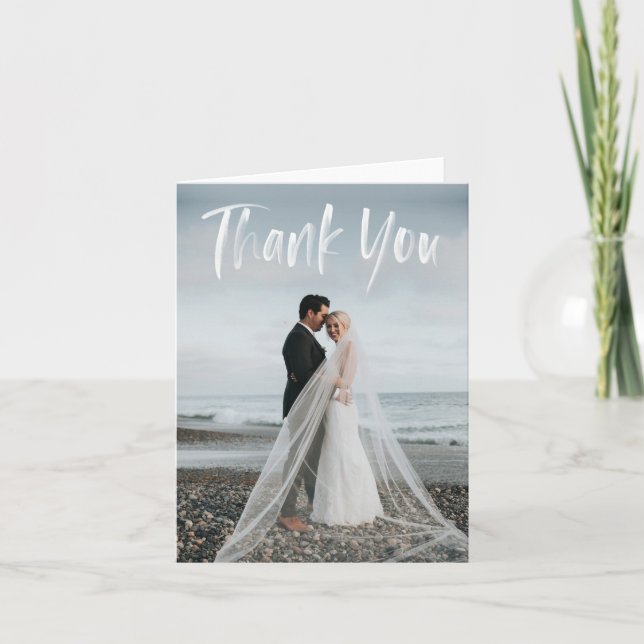 Foto Dankeschön Karte mit Aquarellschrift (Vorderseite)