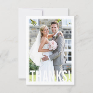 FOTO DANKT modernem fettem Buchstaben wedding Dankeskarte