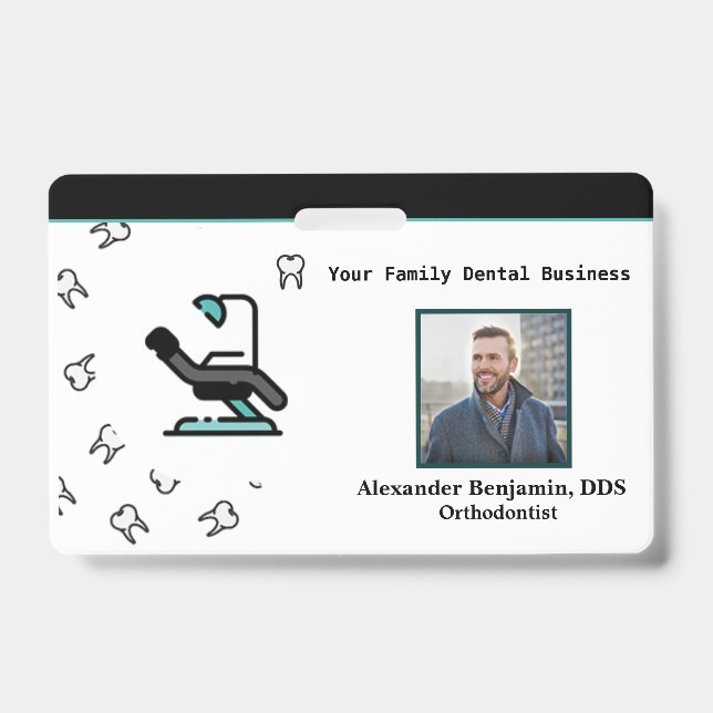 Foto Dentist Logo-Bar Name Abzeichen Ausweis (Vorderseite)