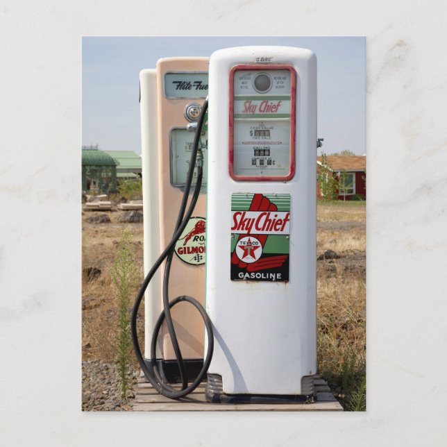 Foto der alten Gaspumpe Postkarte (Vorderseite)