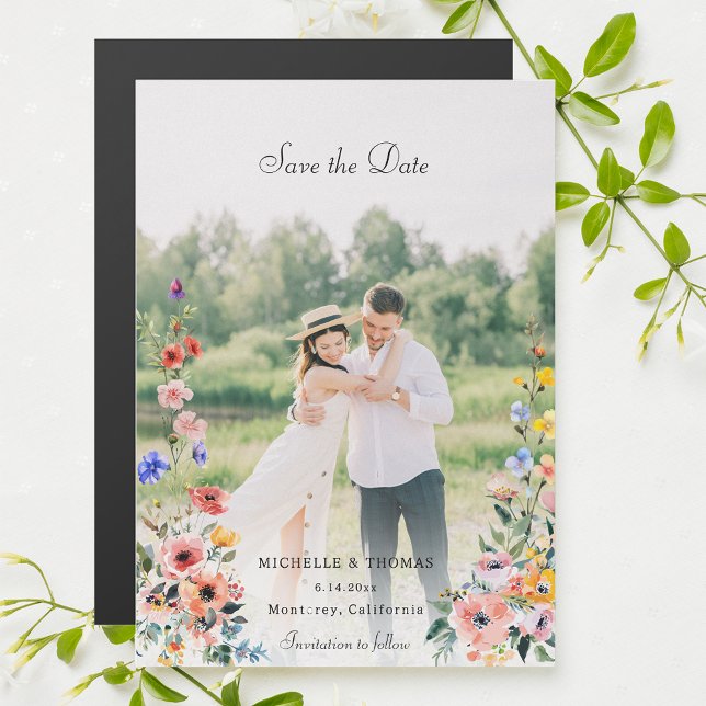 Foto der Aquarellfarben Save the Date Magneteinladung (Von Creator hochgeladen)
