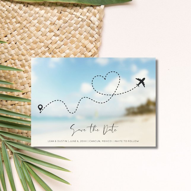 Foto der Beach Hochzeit in Urlaubsort Save the Dat Date (Beach Destination Wedding Photo Save the Date)
