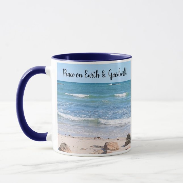 Foto der Bibel des Blauen Ozeans Weltfrieden Verse Tasse (Links)