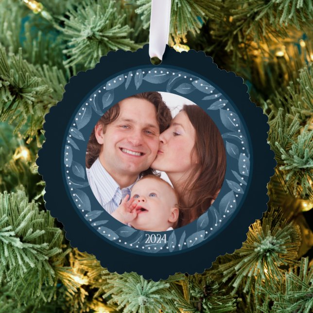 FOTO der BLUE Leaf-Käfer Ornament Karte (Insitu (Baum))