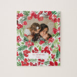 Foto der Blume<br><div class="desc">Weihnachts Aquarell Blume Rahmen Fotokarte. Personalisieren und an Ihre Freunde und Familie schicken</div>