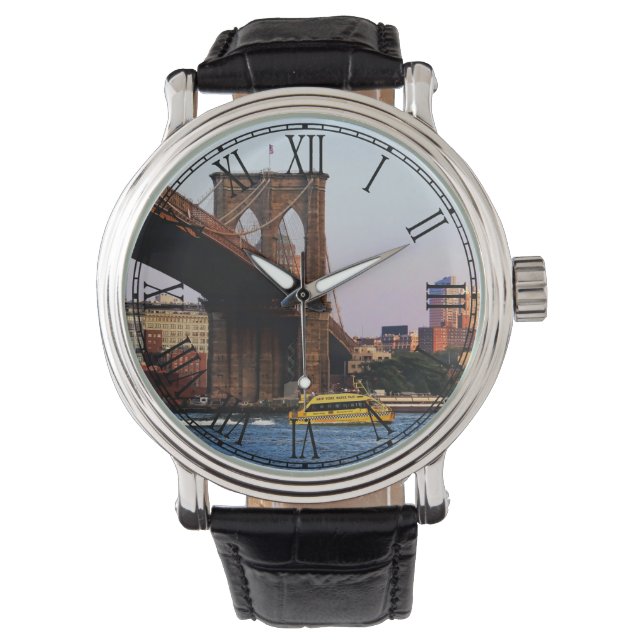 Foto der Brooklyn Bridge in NYC Armbanduhr (Vorderseite)