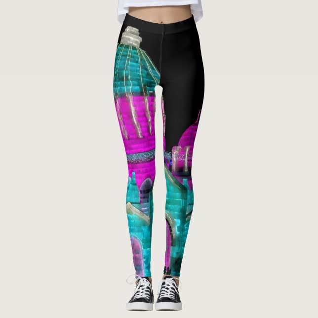 Foto der Eisskulptur in Magenta und Aquamarin Leggings (Vorderseite)