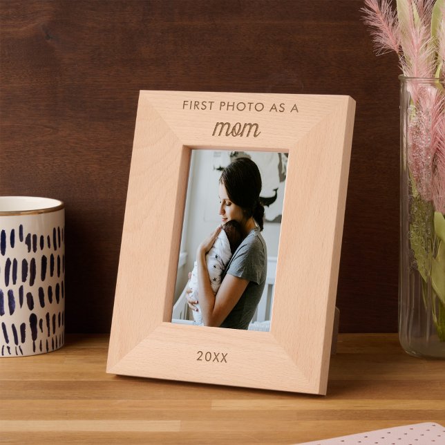 Foto der ersten Junge Mutter für personalisierten  Geätzte Rahmen (Personalized Text Engraved First New Mom Photo)