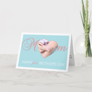 Foto der ersten Mütter Herz New Mommy Pink Blue Karte