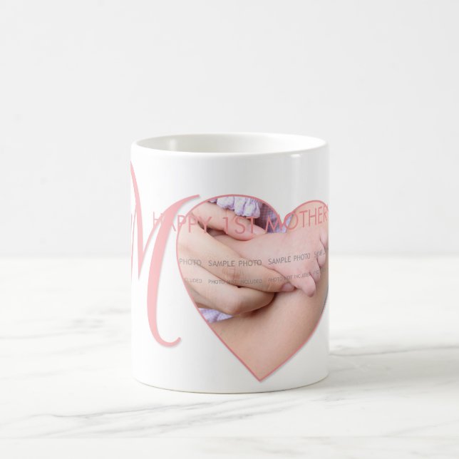 Foto der ersten Mütter New Mommy Pink Heart Kaffeetasse (Mittel)