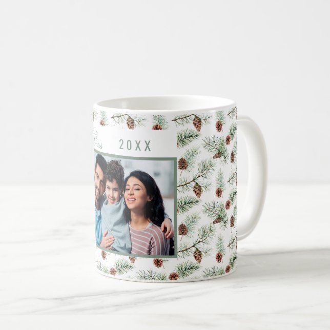 Foto der Familie endet piniengrüne Weihnachten Kaffeetasse (VorderseiteRechts)