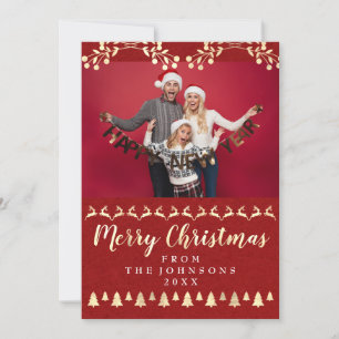 Foto der Familie Frohe Weihnachten Gold Classy Rot