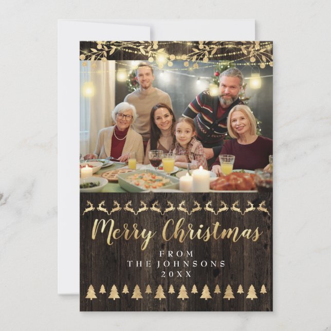 Foto der Familie Frohe Weihnachten Gold Lichter Ru (Vorderseite)