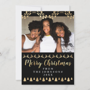 Foto der Familie Frohe Weihnachten Gold Zierhaft