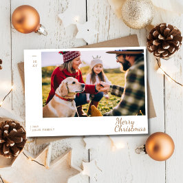 Foto der Familie Modernes Gold Frohe Weihnachtsfei Feiertagskarte