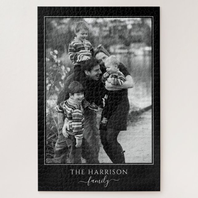 Foto der Familie Name Black & White Puzzle (Vertikal)