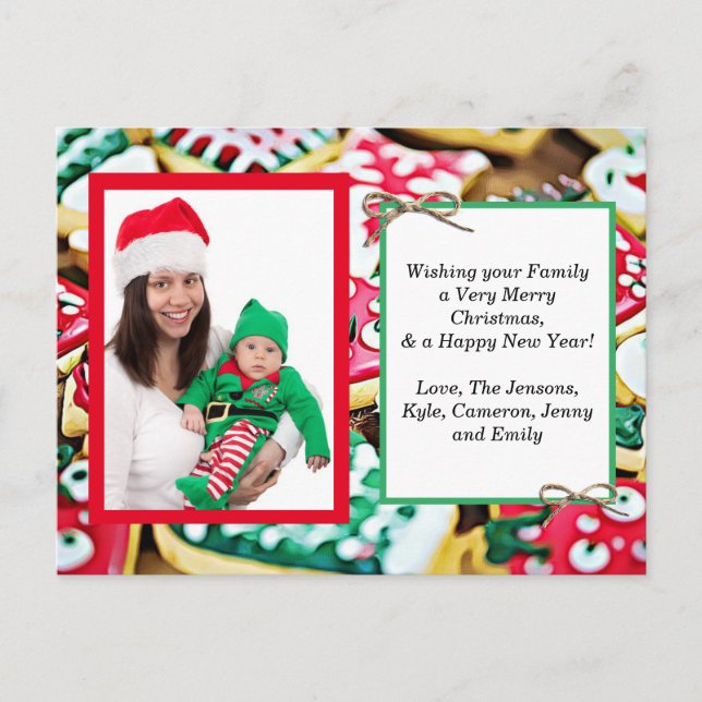 Foto der Familie + Rezept Weihnachtskarte Postkarte (Vorderseite)