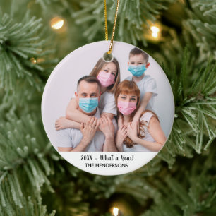 Foto der Familie Was für ein Jahr Weihnachtsbaum  Keramik Ornament