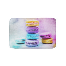 Foto der farbenfrohen, köstlichen Macarons Badematte